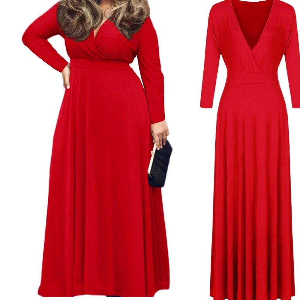 Red:Wherever you go I go ! Plus Size Maxi Dress ❤️